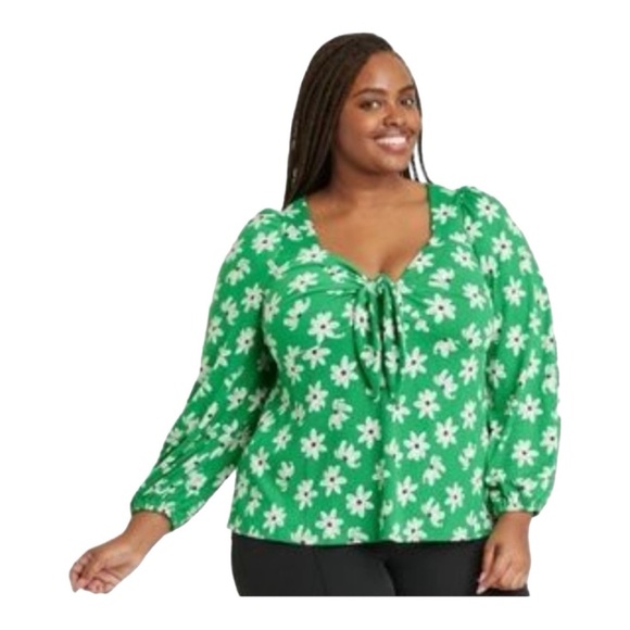 Ava & Viv Tops - Ava & Viv Women's Size 1X Green Floral Top